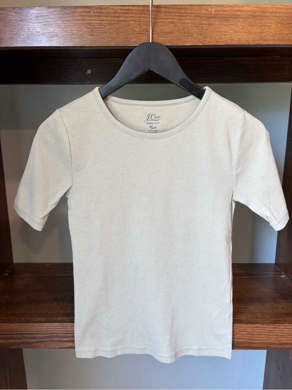 J. Crew Pale Green Short Sleeve Perfect Fit Tee
